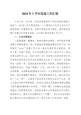 2024年上半年党建工作汇报