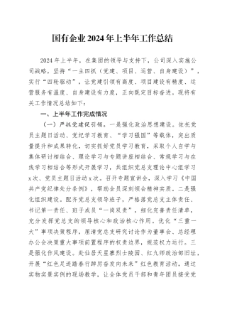 2024年上半年工作总结公司全面汇报报告20240710