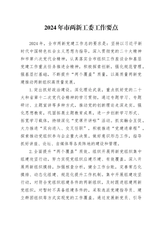 2024年市两新工委工作要点
