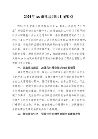 2024年市社会组织工作要点（20240305）