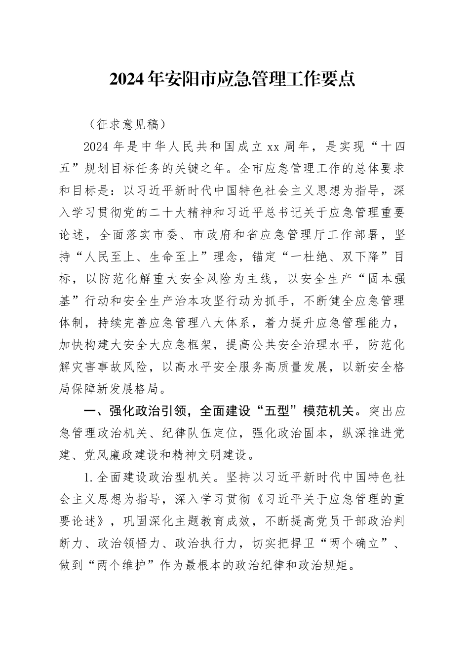 2024年市市应急管理工作要点_第1页