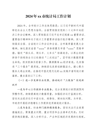 2024年市统计局工作计划