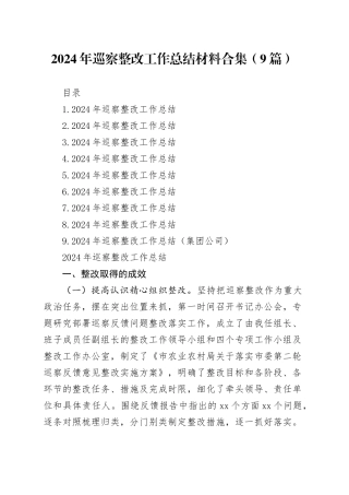 2024年巡察整改工作总结材料合集（9篇）