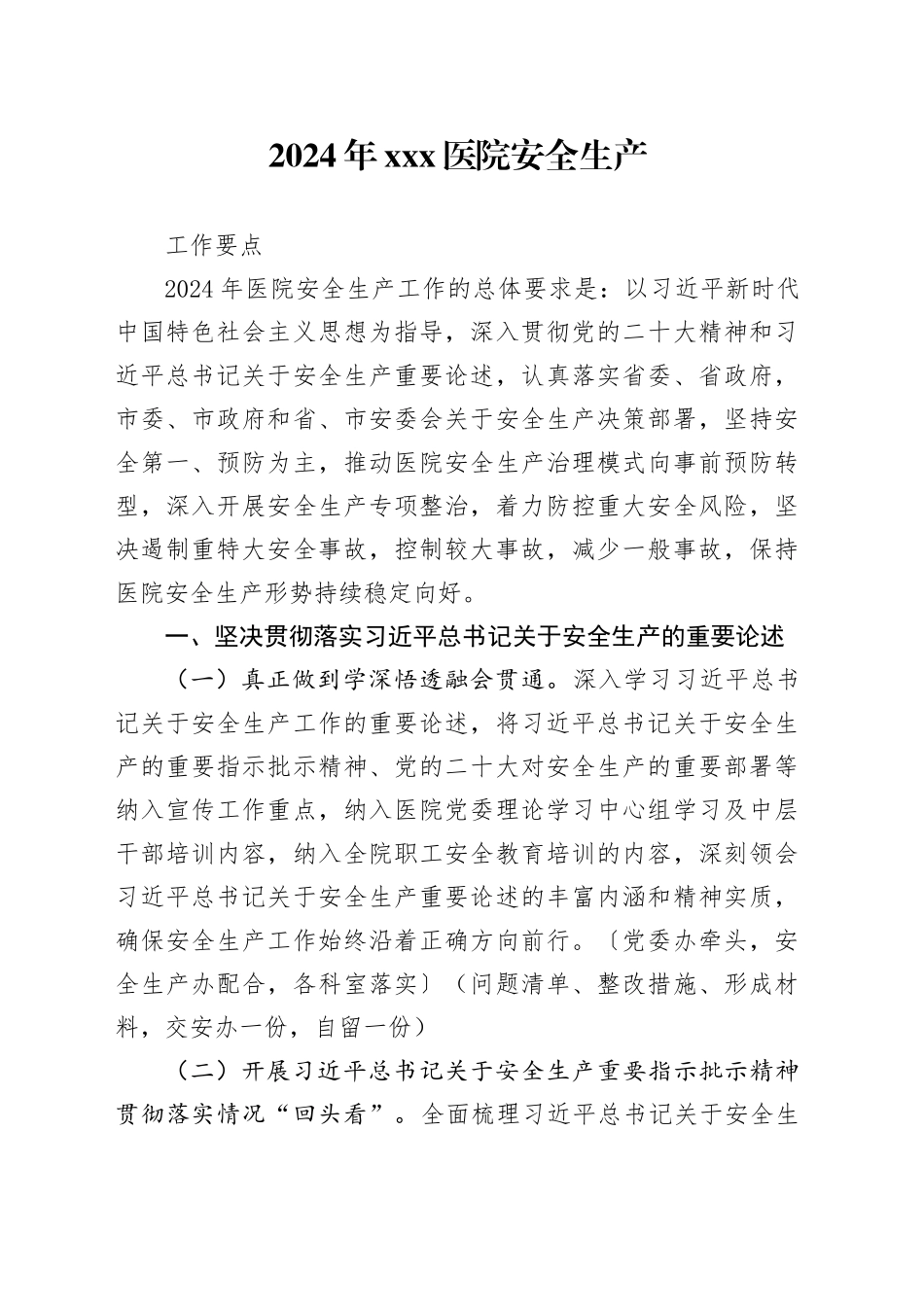2024年医院安全生产工作要点_第1页