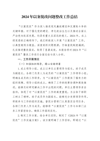 2024年以案促改问题整改工作总结汇报报告20241025