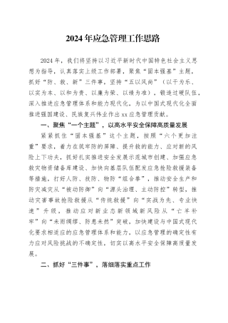 2024年应急管理工作思路