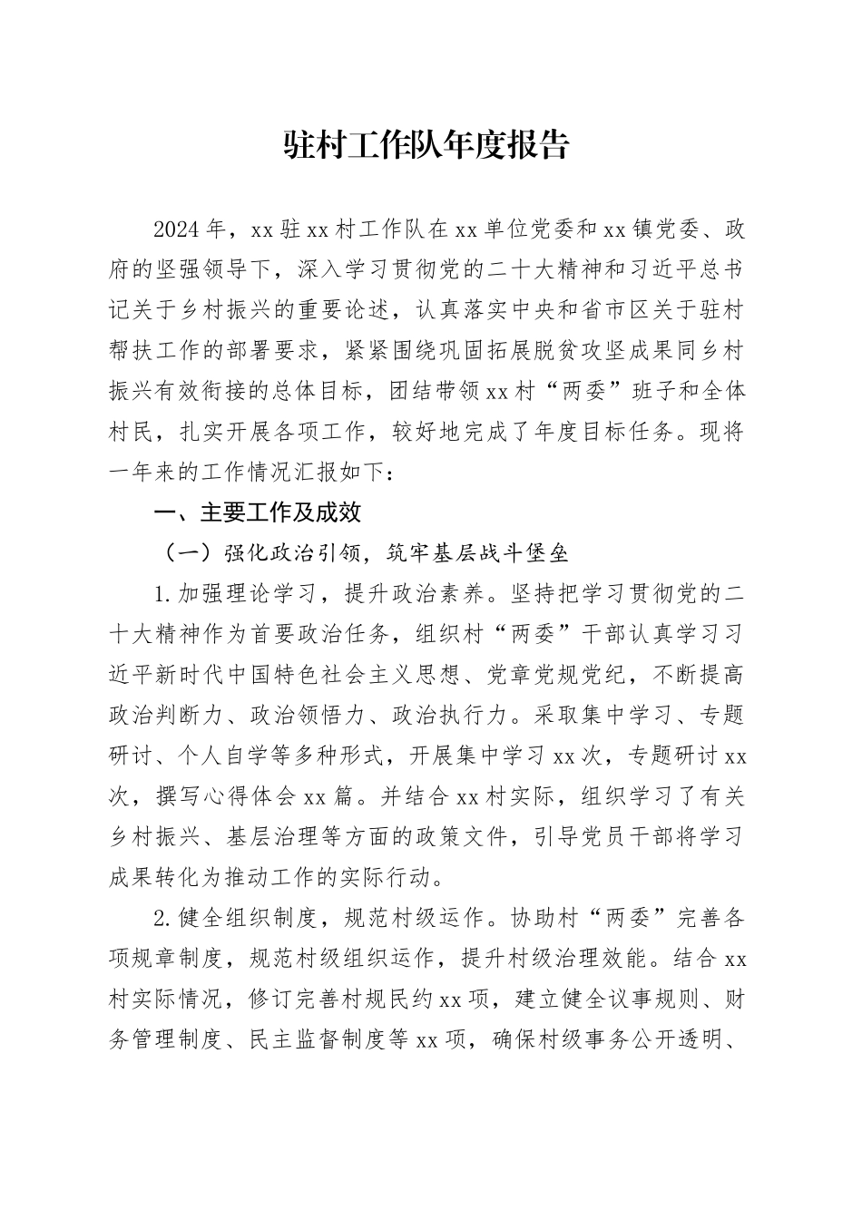 2024年驻村工作队年度报告_第1页