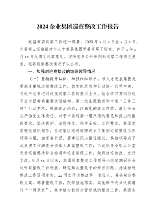2024企业集团巡查整改工作报告