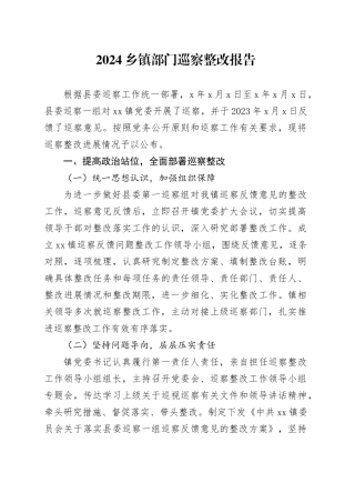 2024乡镇街道部门巡察整改报告