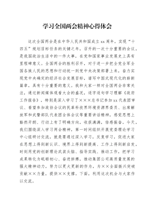 2024学习全国两会精神心得体会