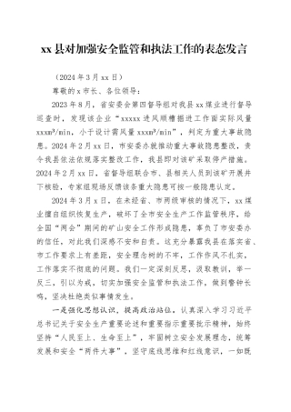202403县安全生产表态发言