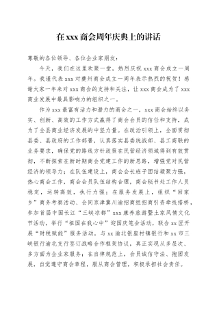 xxxx商会周年庆典讲话 1