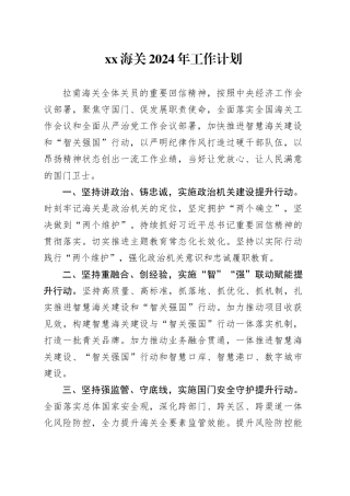 XX海关2024年工作计划（20240207）