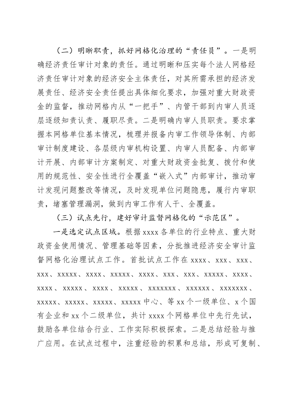 XX经济安全审计监督网格化治理机制试点工作的实施方案_第2页