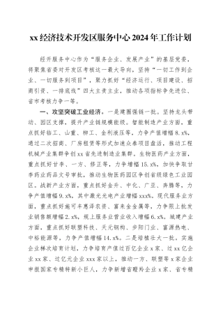 XX经济技术开发区服务中心2024年工作计划