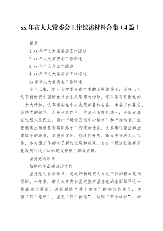 xx年市人大常委会工作综述材料合集（4篇）