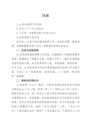 xx县共青团工作总结