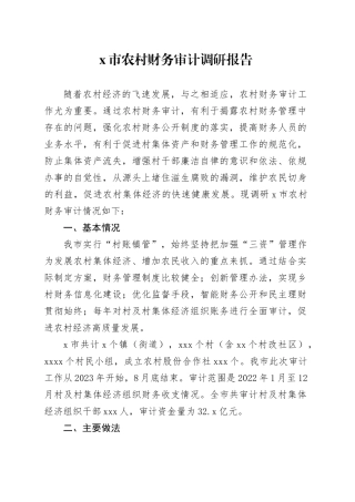 X市农村财务审计调研报告
