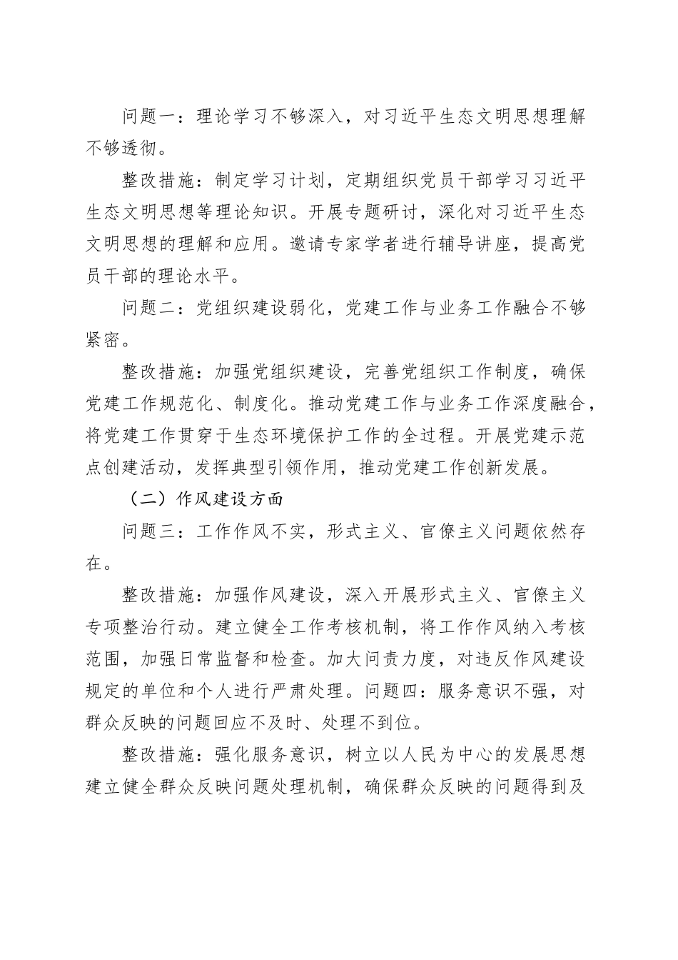 X市生态环境局巡察反馈问题整改工作方案_第2页