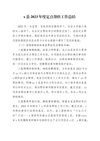X县2023年度定点帮扶工作总结