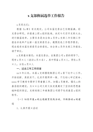 X支部换届选举工作报告