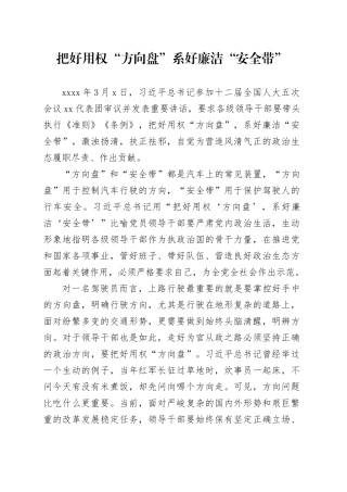 把好用权“方向盘”系好廉洁“安全带”