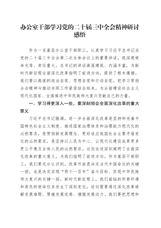 办公室干部学习党的二十届三中全会精神研讨感悟