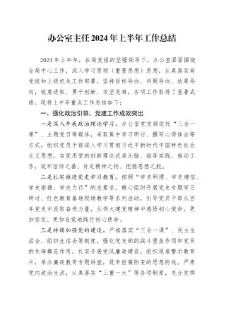 办公室主任2024年上半年工作总结