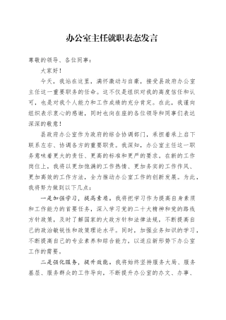 办公室主任就职表态发言