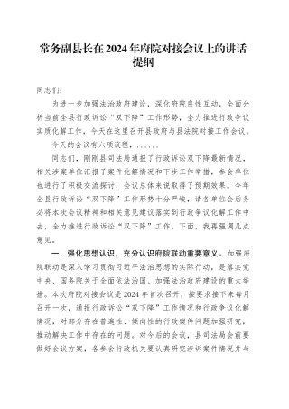 常务副县长在2024年府院对接会议上的讲话提纲