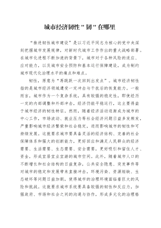 城市经济韧性＂韧＂在哪里