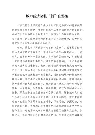 城市经济韧性“韧”在哪里