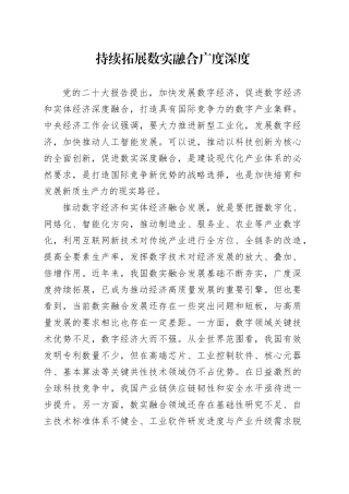 持续拓展数实融合广度深度