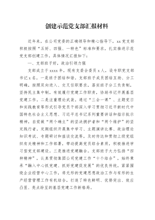 创建示范党支部汇报材料