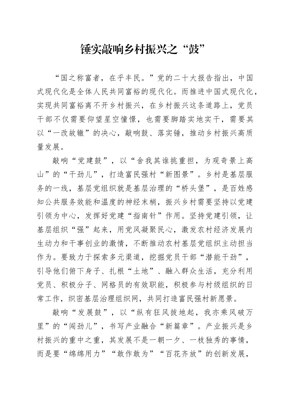 锤实敲响乡村振兴之“鼓”_第1页