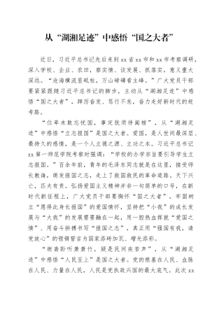 从“湖湘足迹”中感悟“国之大者”