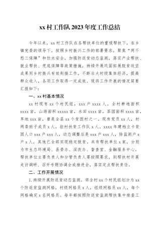 村工作队2023年度工作总结