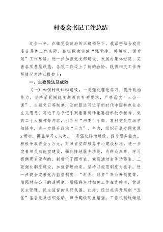 村委会书记工作总结