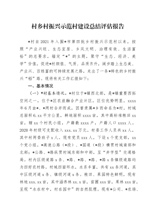 村乡村振兴示范村建设总结评估报告