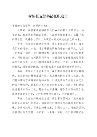 村新任支部书记任职发言