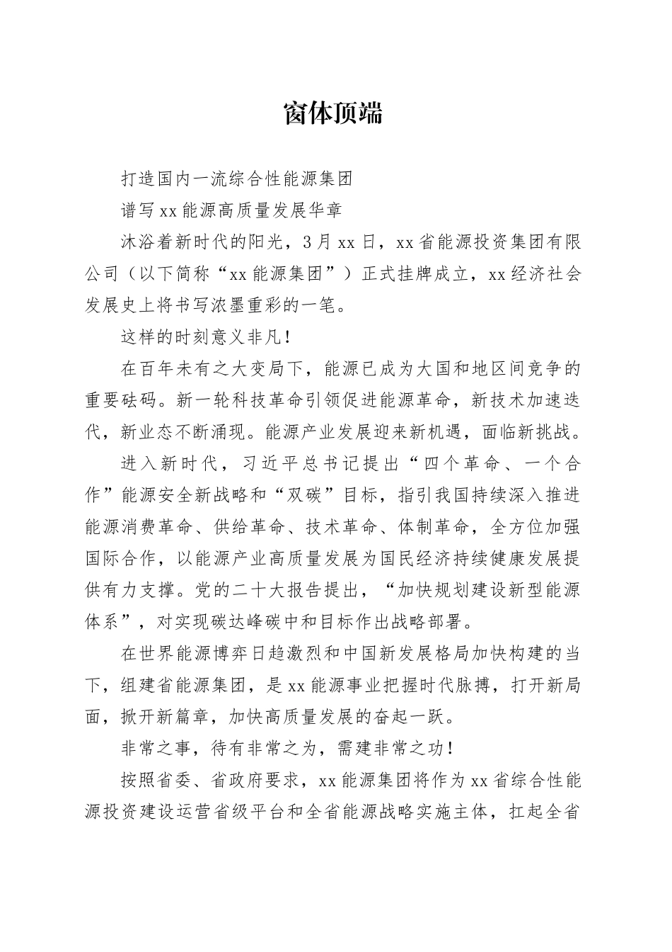 打造国内一流综合性能源集团_第1页