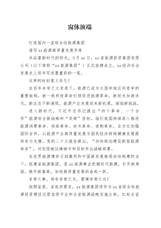 打造国内一流综合性能源集团