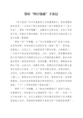 带好“四字锦囊”下基层