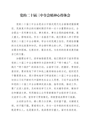 党的二十届三中全会精神心得体会
