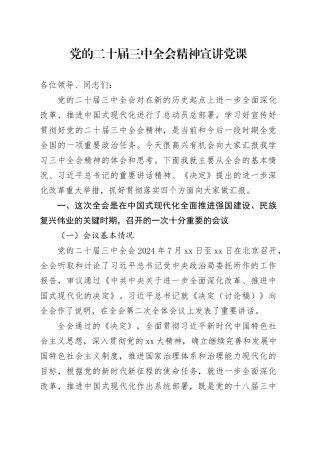 党的二十届三中全会精神宣讲党课