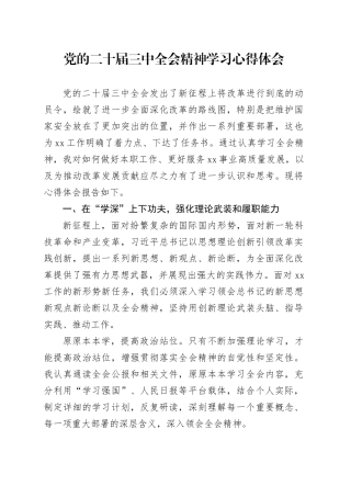 党的二十届三中全会精神学习心得体会（大安全行业的办公室部门）