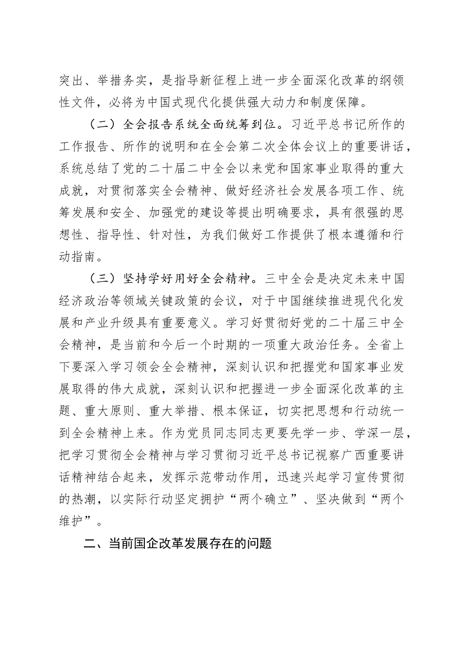 党的二十届三中全会研讨发言材料（国企改革领域）_第2页