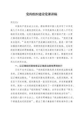 党的组织建设党课讲稿20240712