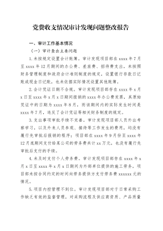 党费收支情况审计发现问题整改报告