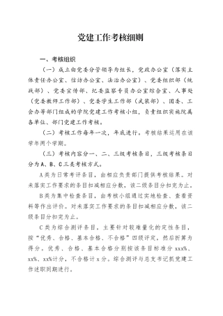 党建工作考核细则
